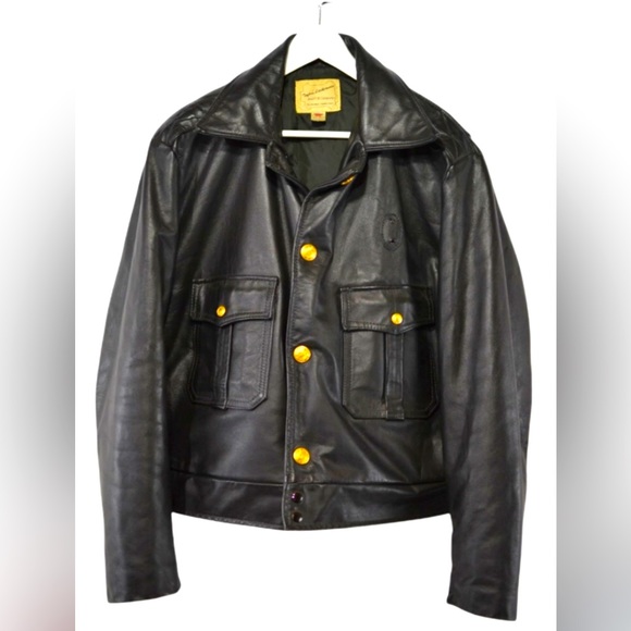 🇺🇸 Vintage US Police Trooper🏍 motorcycle leather jacket. - Picture 1 of 15